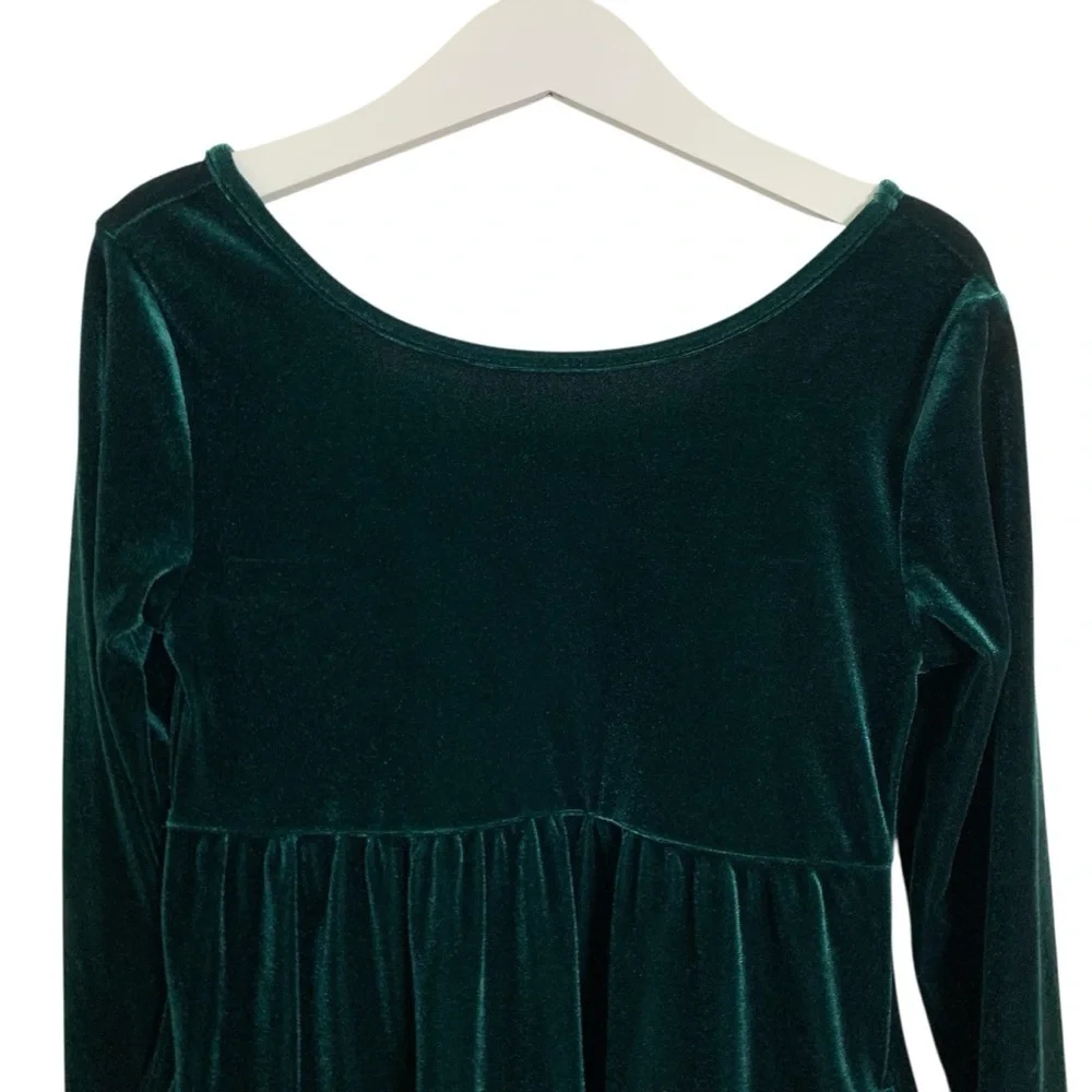 Old Navy Green Velour Long Sleeve Dress Holiday Girl’s S (6-7) Stretch